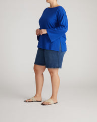 Montauk Breton Stripe Bell Sleeve Top - Solid Ultramarine