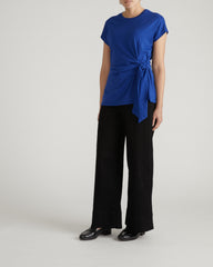 Crescent Breton Stripe Knot Tee - Solid Ultramarine