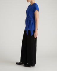 Crescent Breton Stripe Knot Tee - Solid Ultramarine
