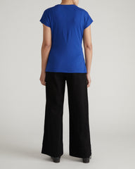 Crescent Breton Stripe Knot Tee - Solid Ultramarine