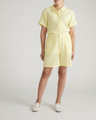Luxe Cotton Gauze Beach Shirt - Pale Daffodil