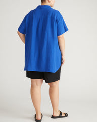 Luxe Cotton Gauze Beach Shirt - Ultramarine