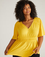 Flora Liquid Jersey Top - Golden Hour