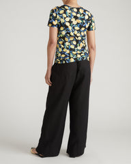 Scoop Neck Tee - Black Limoncello Print