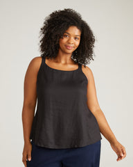 Kuki Sleeveless Linen Blend Top - Black