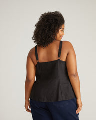 Kuki Sleeveless Linen Blend Top - Black