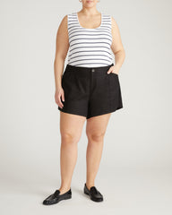 Daisy Ribbed Tank - Nautical Navy Stripe