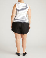 Daisy Ribbed Tank - Nautical Navy Stripe