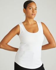 Daisy Ribbed Tank - White