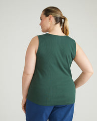 Daisy Ribbed Tank - Conifer