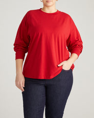 Long Sleeve Relaxed Tee - Ruby Red