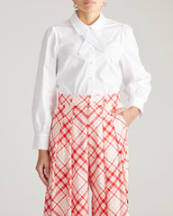 Janet Tie-Neck Cotton Poplin Shirt - White