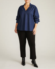 Maisie Cotton Chambray Blouse - Dark Indigo