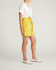 Sandy Short Sleeve Stretch Linen Blend Shirt - White