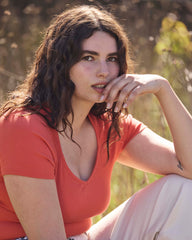 Carey Ribbed Sweetheart Tee - Coral Reef