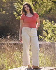 Carey Ribbed Sweetheart Tee - Coral Reef