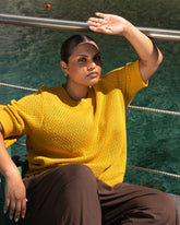 Rosie Pointelle Sweater Top - Goldenrod