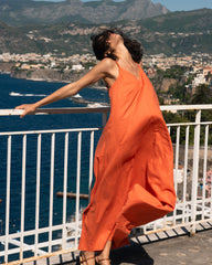 Kite Linen Blend Dress - Italian Orange