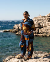 Maggie Barrel Leg Linen Blend Jumpsuit - Beach Ombra Print