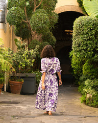 Tosca Linen Blend Maxi Skirt - Purple Majolica Print