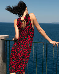 Lila Tie-Back Liquid Jersey Dress - Very Cherry Print