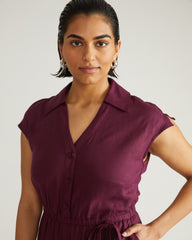 Laurel Linen Blend Dress - Acai