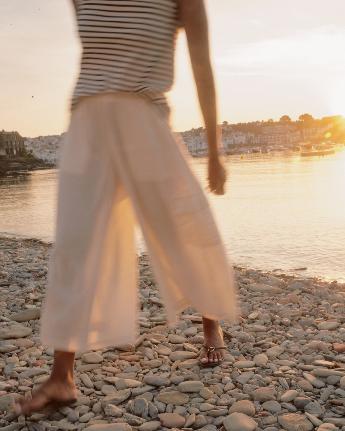 Palazzo Cargo Linen Blend Pant - Natural White