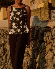 Kuki Sleeveless Linen Blend Top - Santiago Print