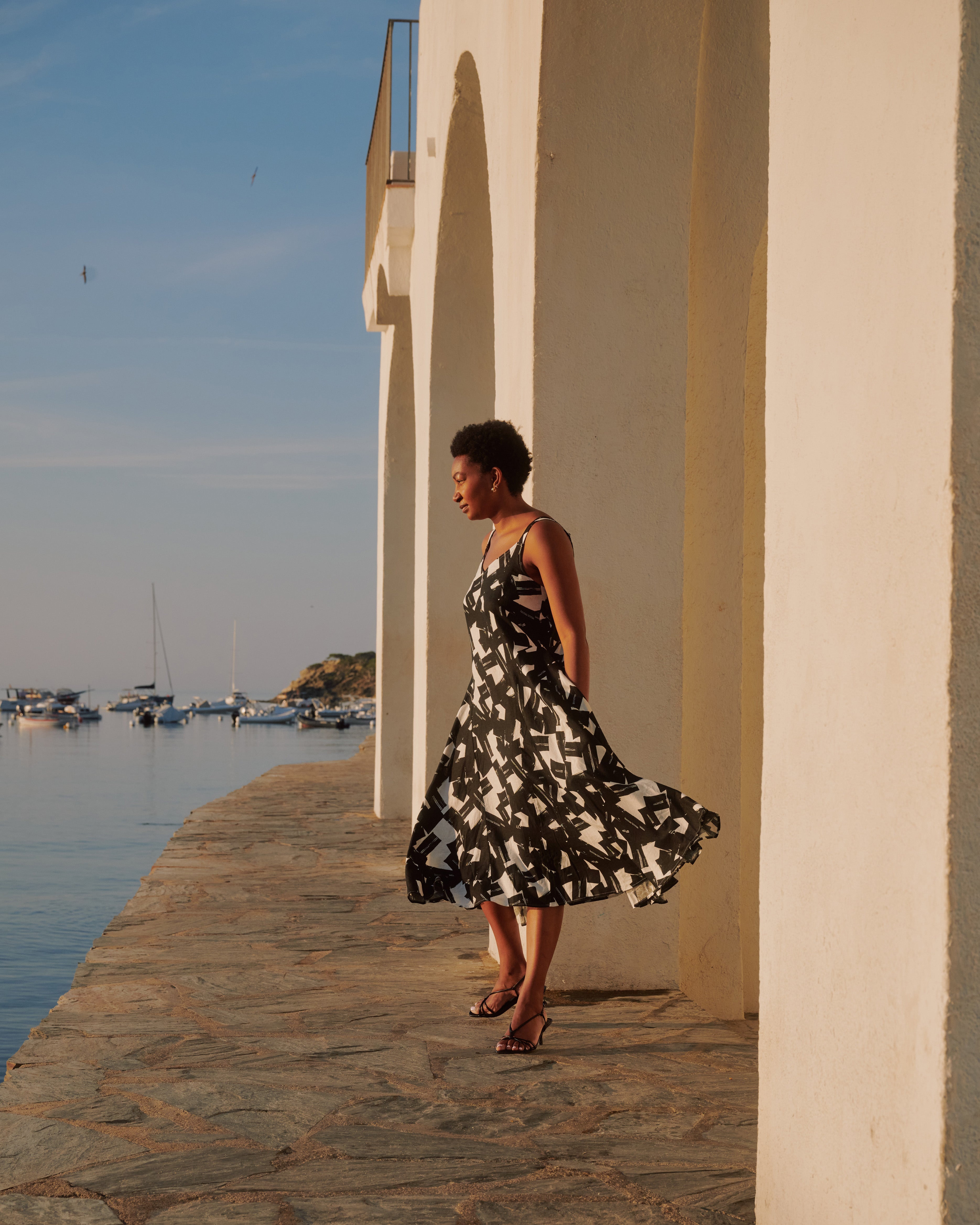 Sunshower Flowy Linen Blend Dress - Santiago Print