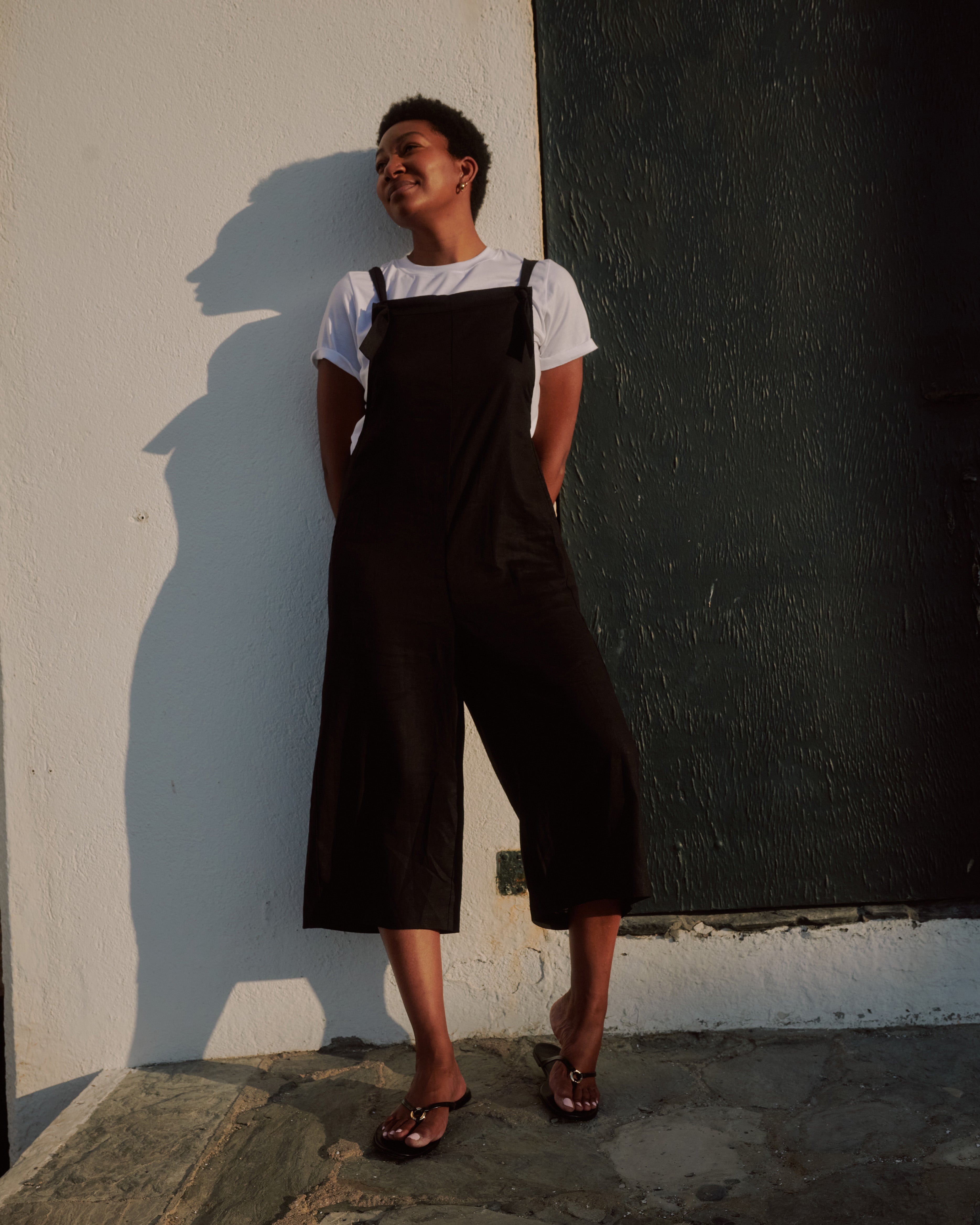 Kora Linen Blend Overalls - Black