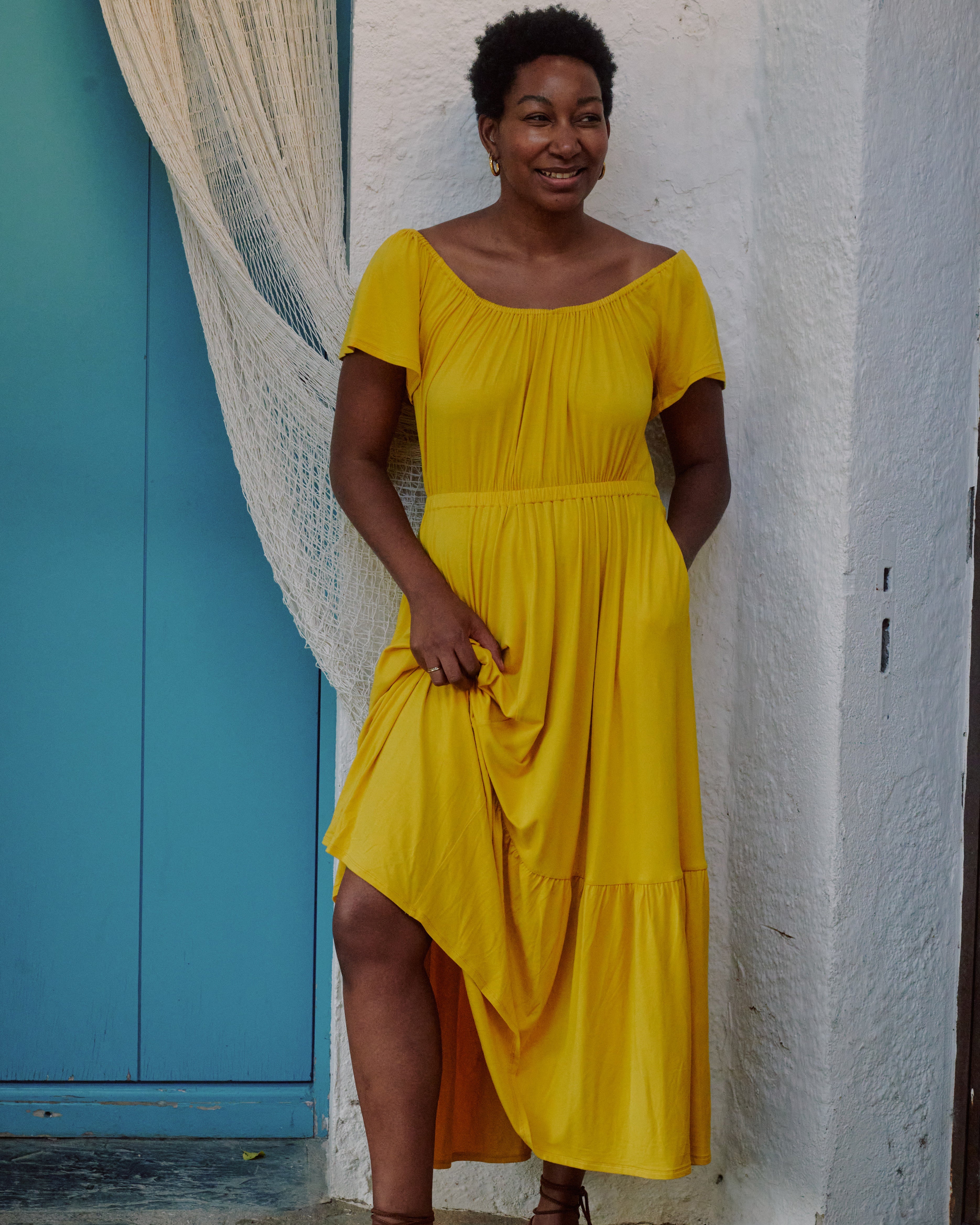 Kahlo Liquid Jersey Dress - Golden Hour