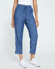 Perfect Tencel Chambray Off-Duty Pants - Midnight Blue