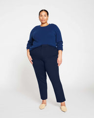 Long Cigarette Ponte Pants - Navy