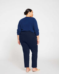 Long Cigarette Ponte Pants - Navy