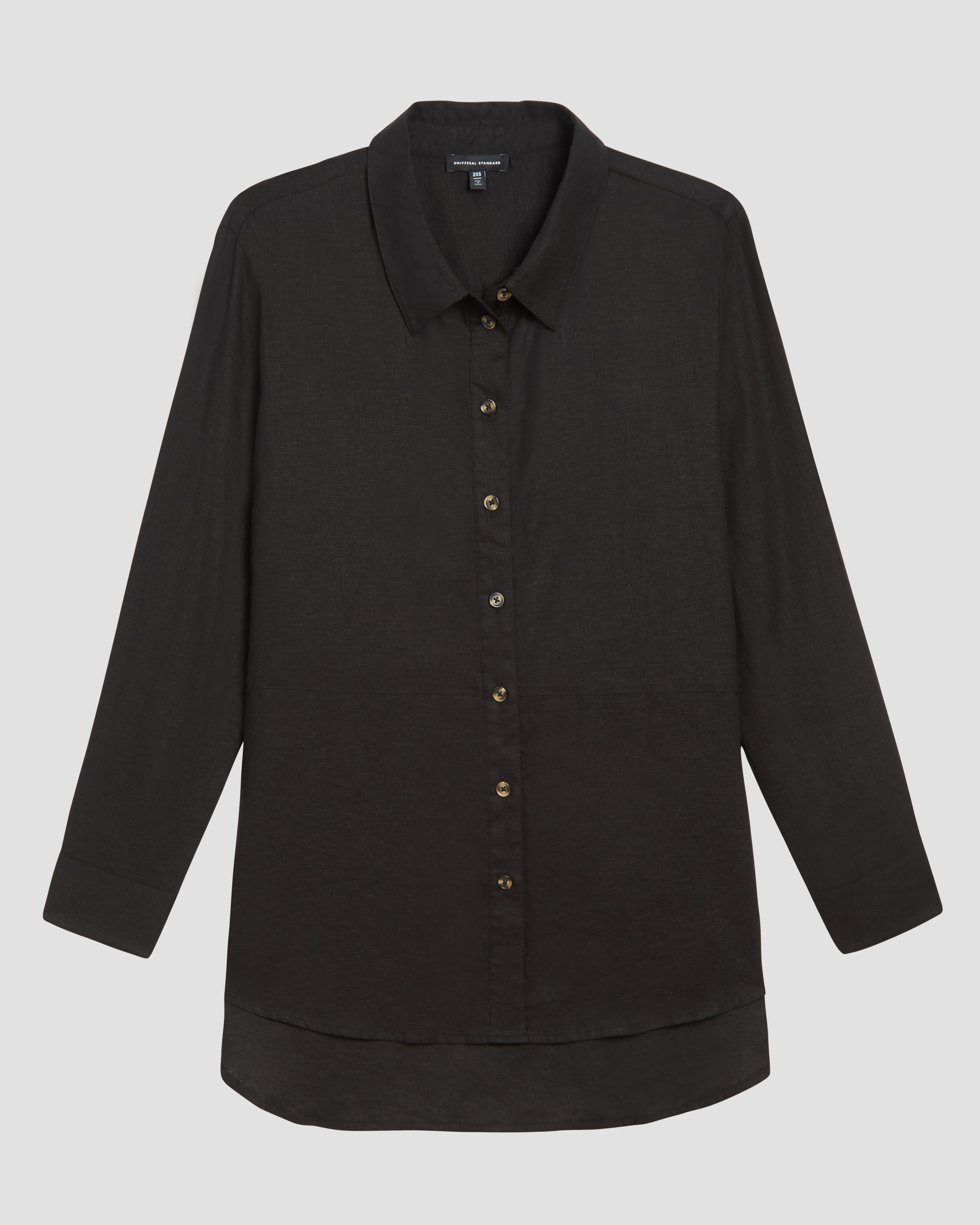 Dawn Linen Blend Hi Low Tunic - Black
