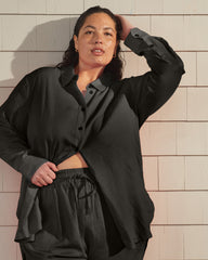 Dawn Linen Blend Hi Low Tunic - Black