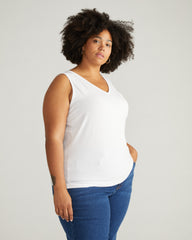 Double V Tank - White