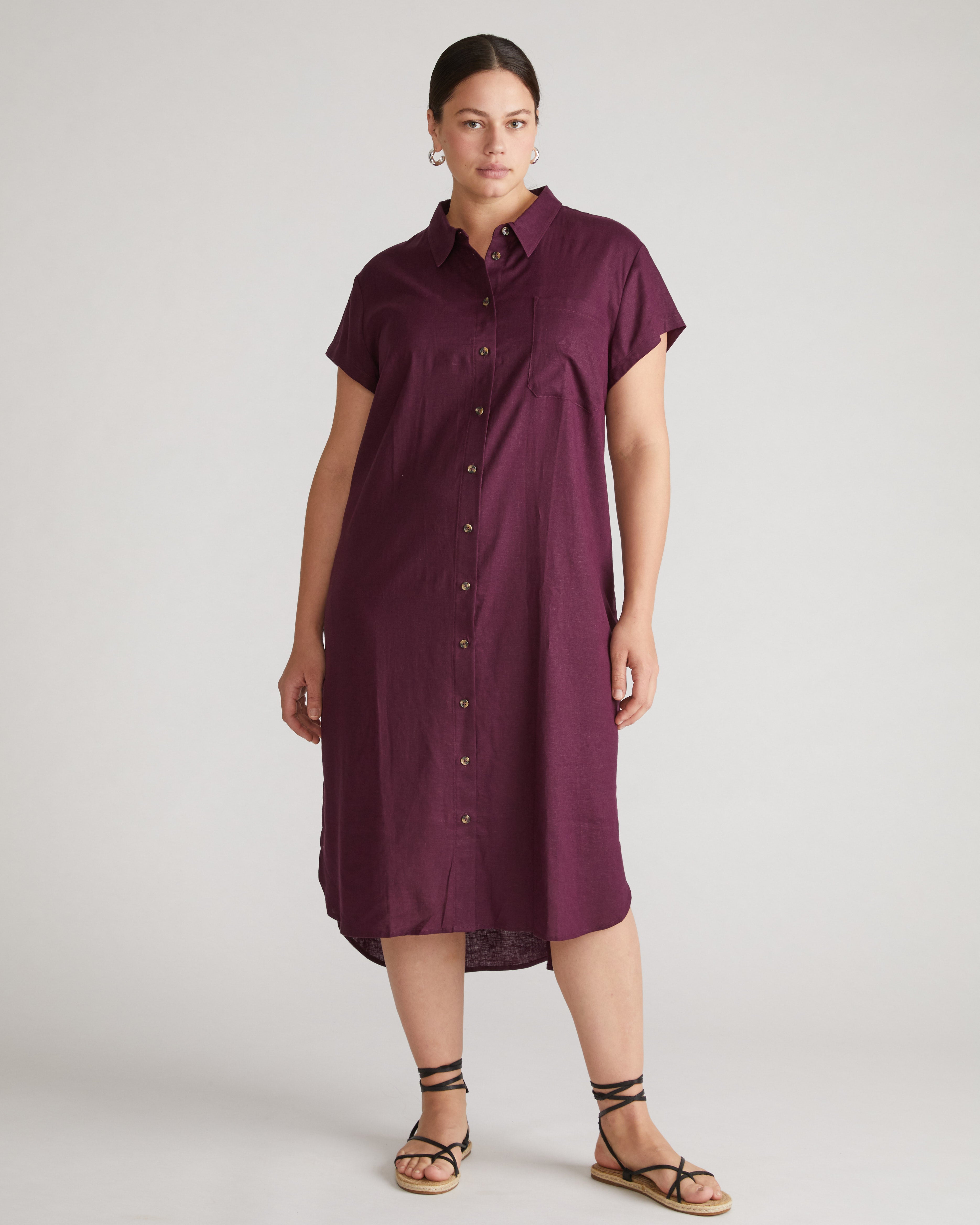 Dune Linen Blend Shirtdress - Acai