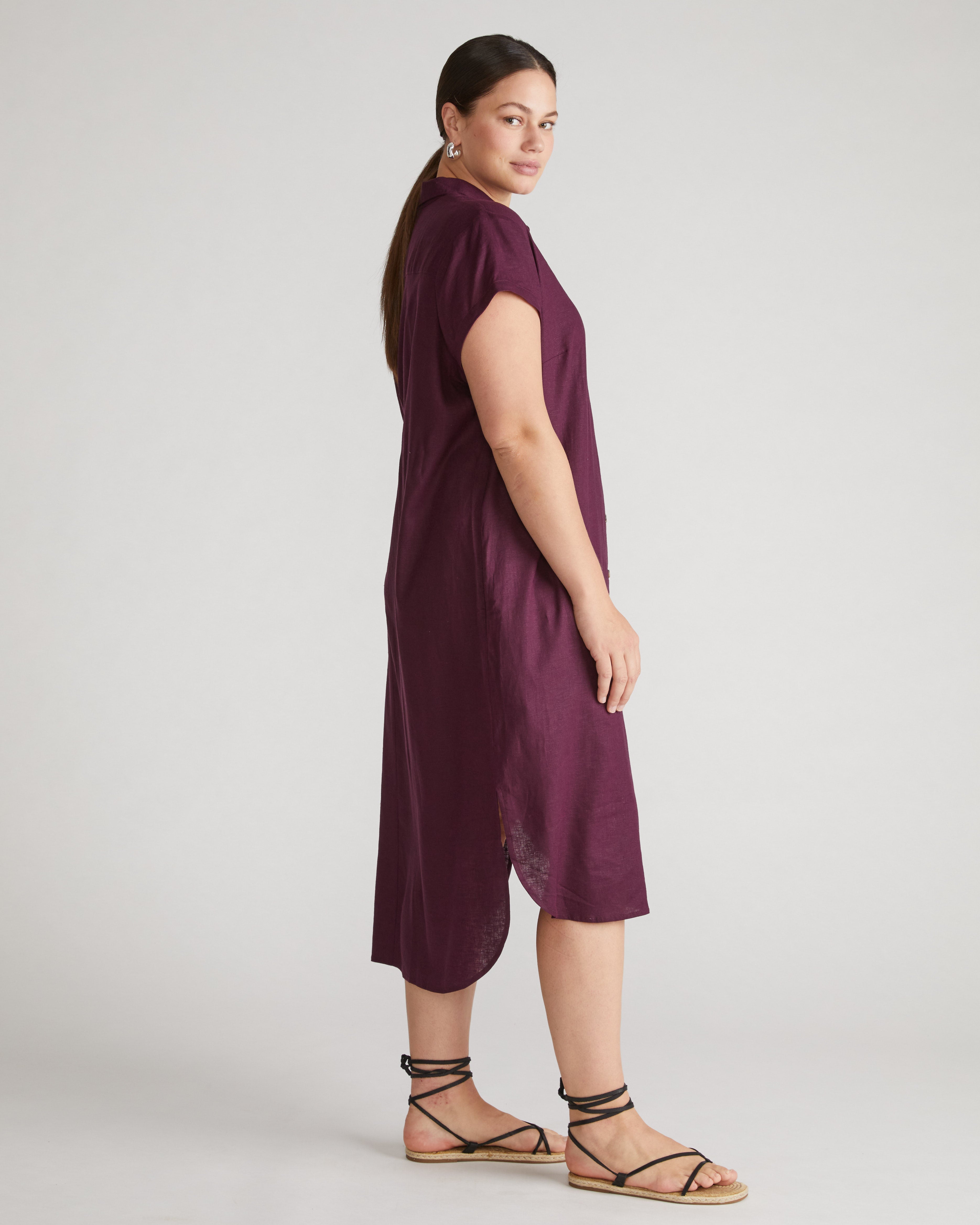 Dune Linen Blend Shirtdress - Acai