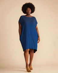 Helen Liquid Jersey Shift Dress - Blue Teal