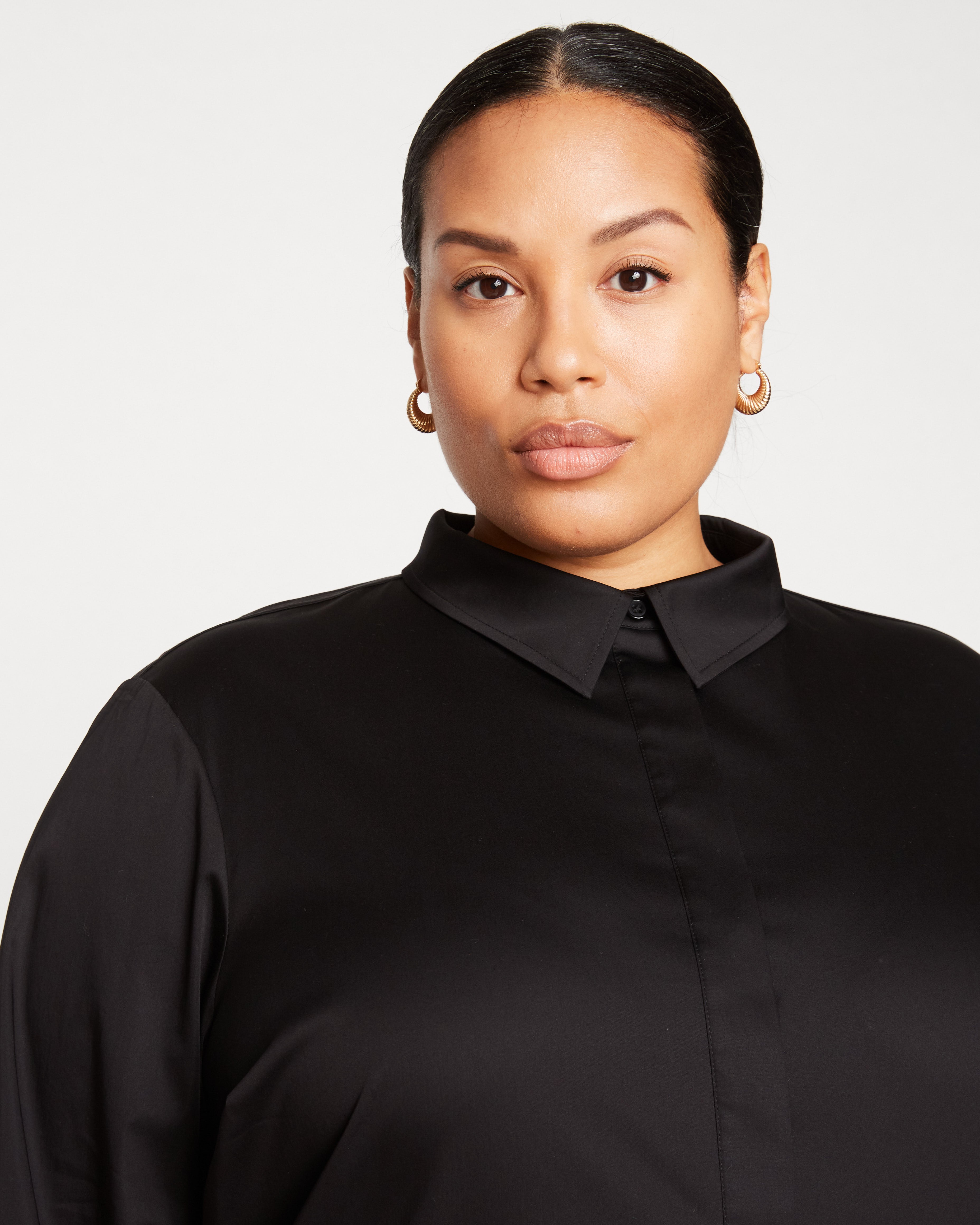 Elbe Popover Stretch Poplin Shirt Classic Fit - Black