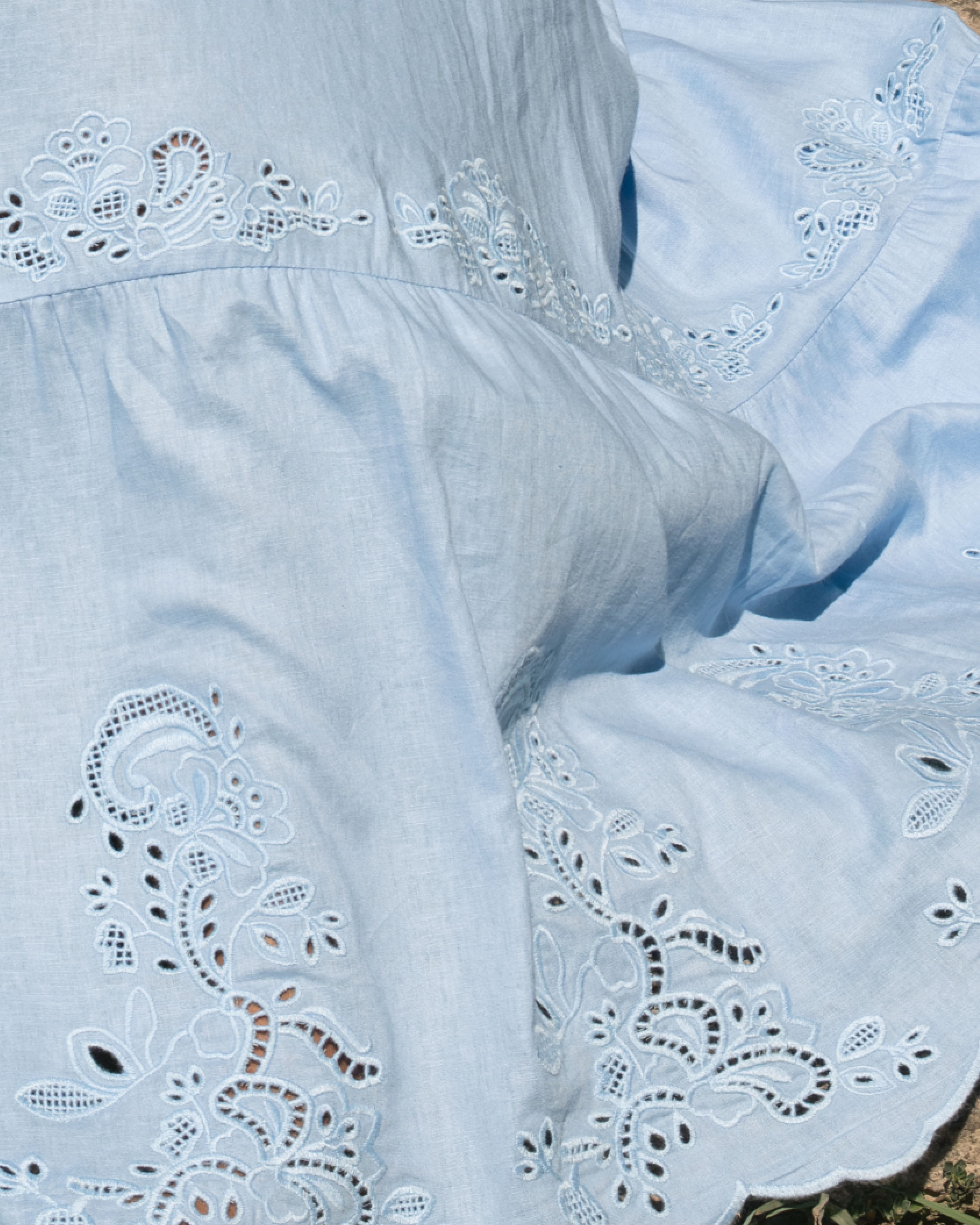 Tosca Embroidered Linen Blend Maxi Skirt - Cielo Blue