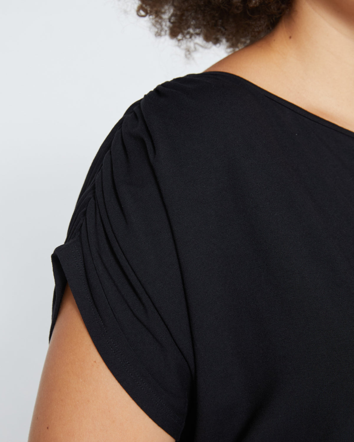 Helena Divine Jersey Gathered Tee - Black