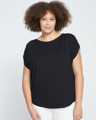 Helena Divine Jersey Gathered Tee - Black