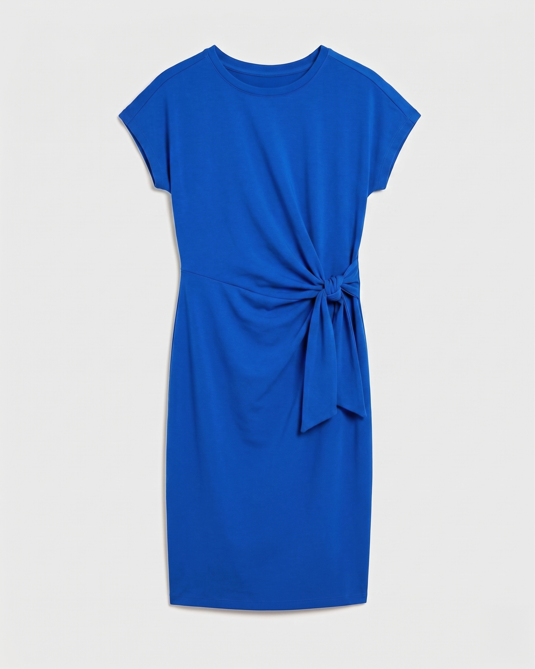 Crescent Breton Stripe Knot Dress - Solid Ultramarine