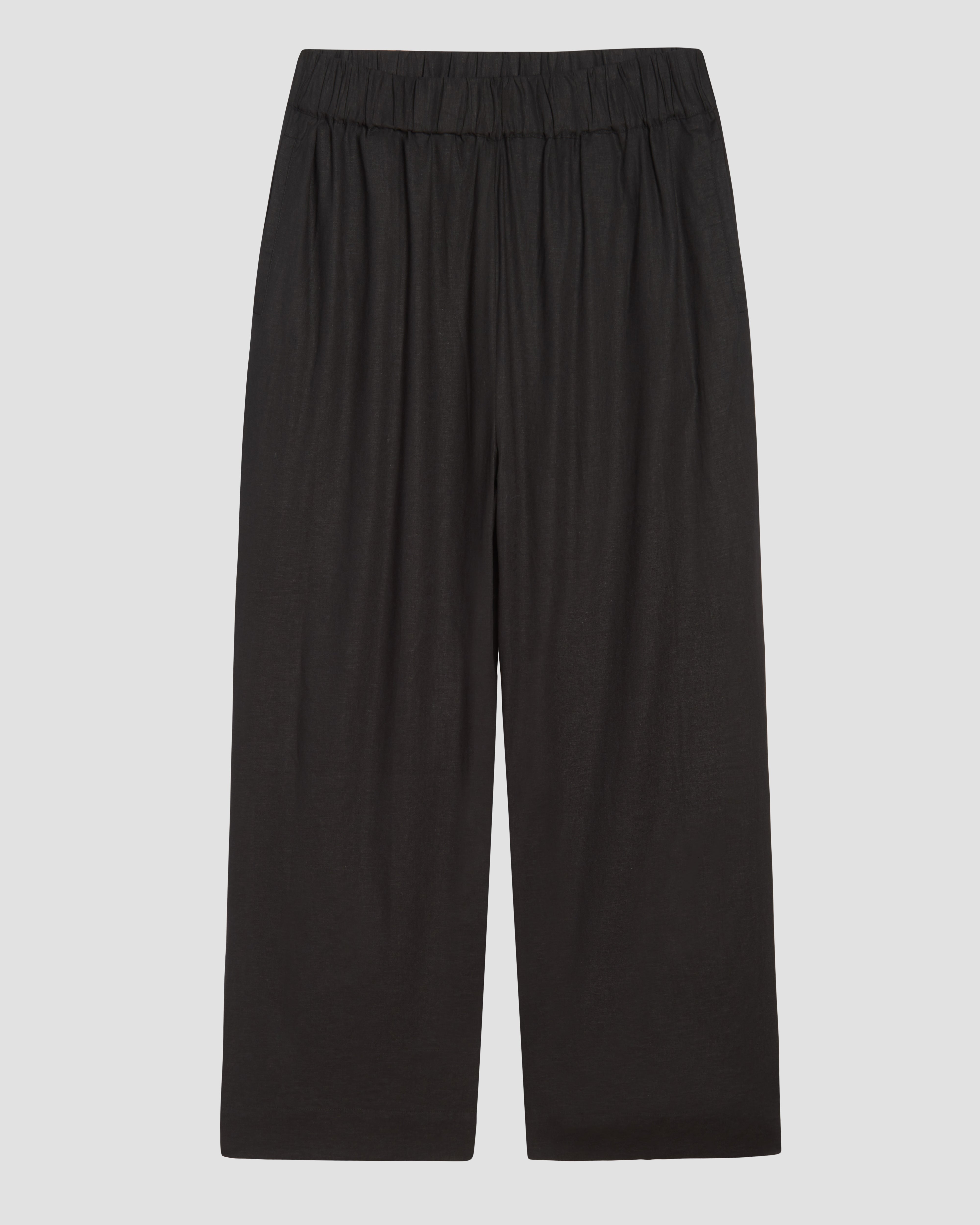 Iris Linen Blend Easy Pull-On Pants - Black