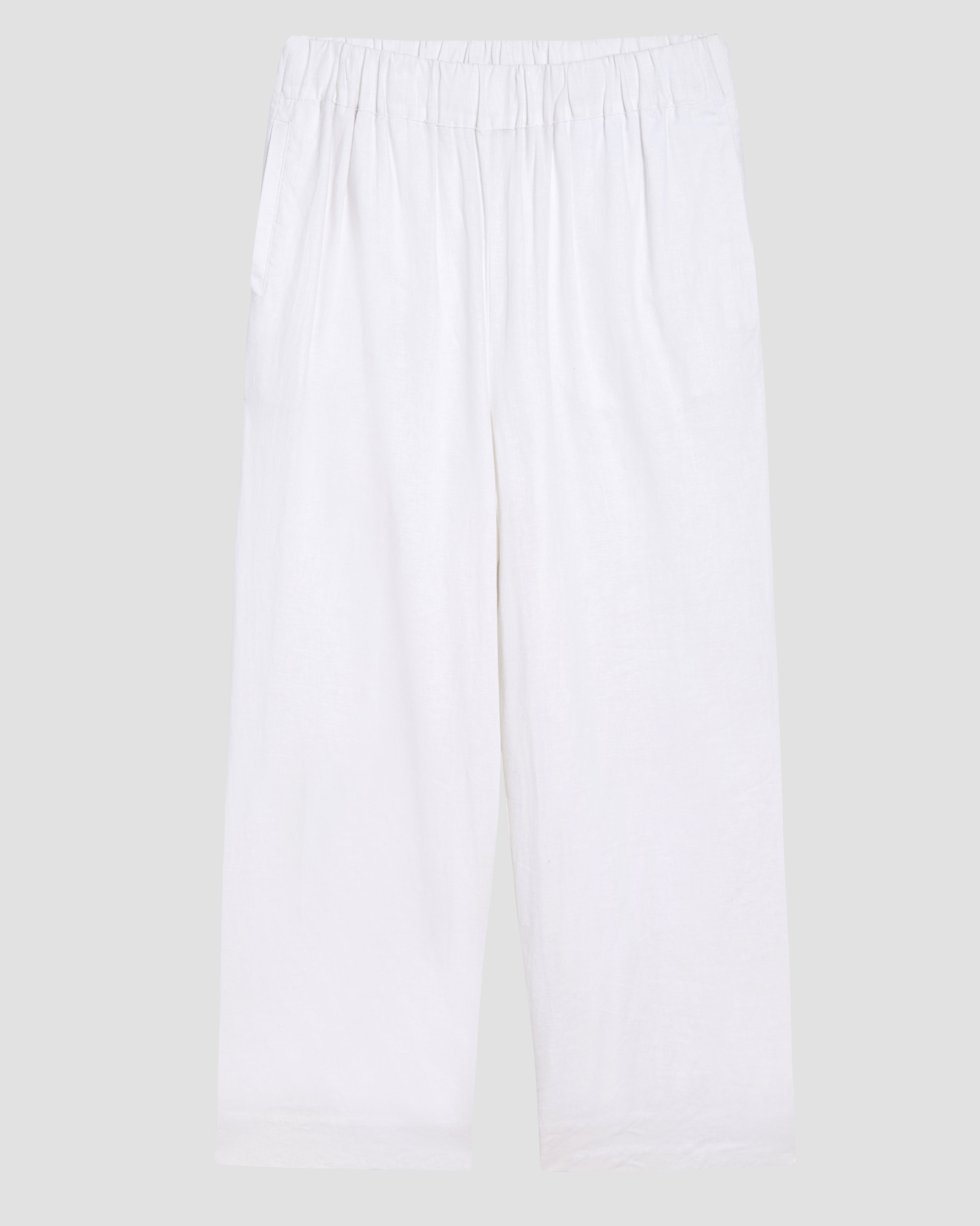 Iris Linen Blend Easy Pull-On Pants - White