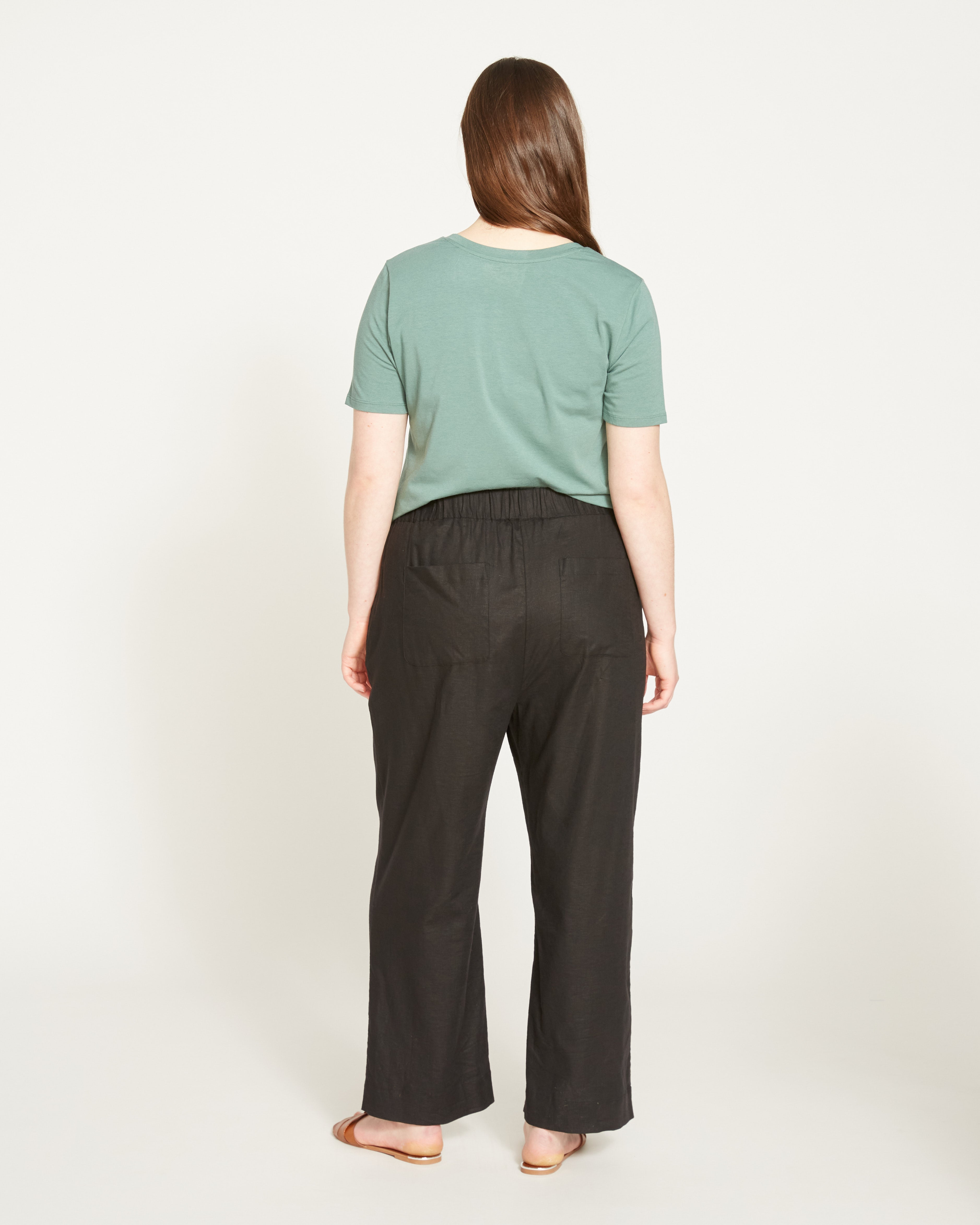 Iris Linen Blend Easy Pull-On Pants - Black
