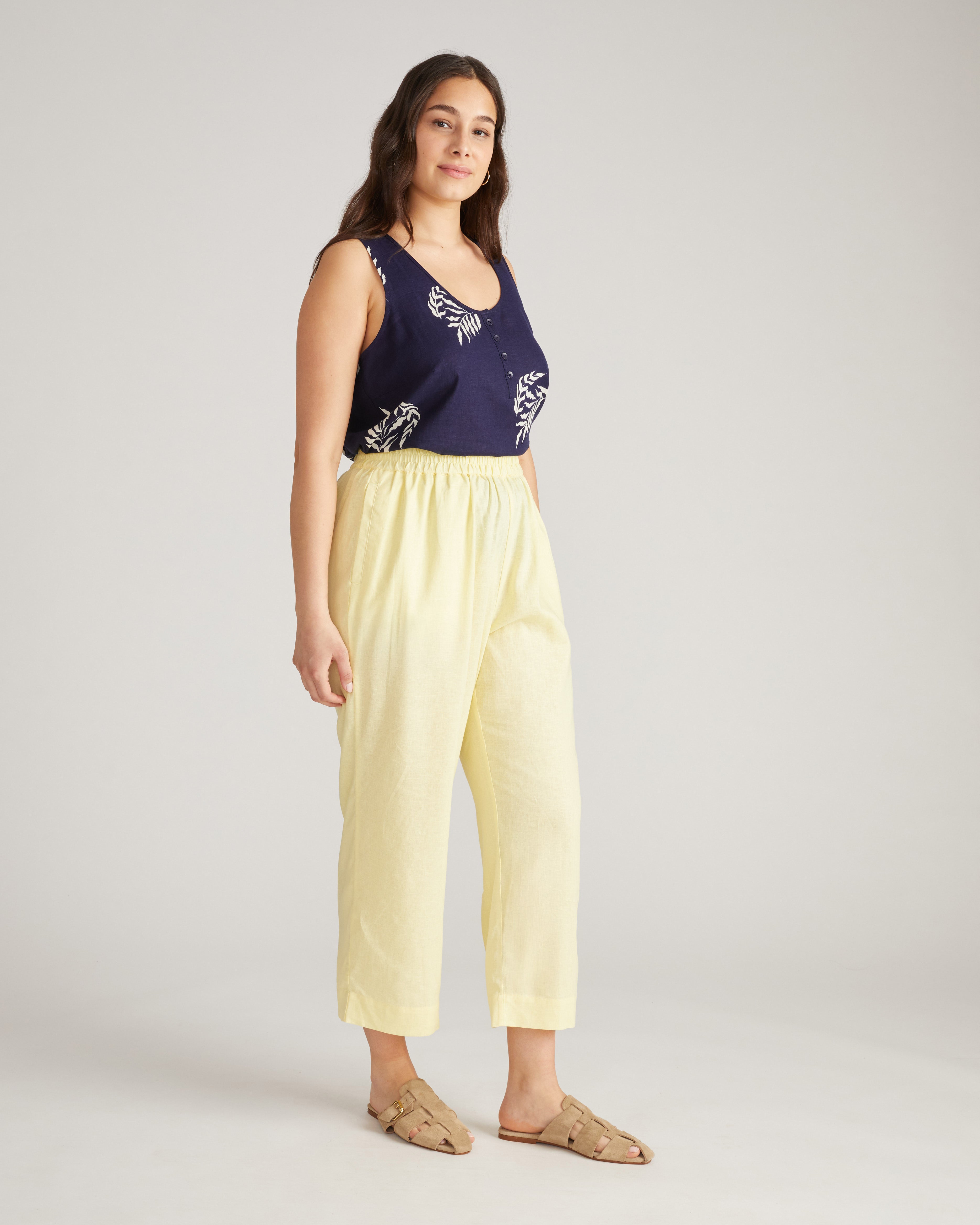 Iris Linen Blend Easy Pull-On Pants - Twinkle