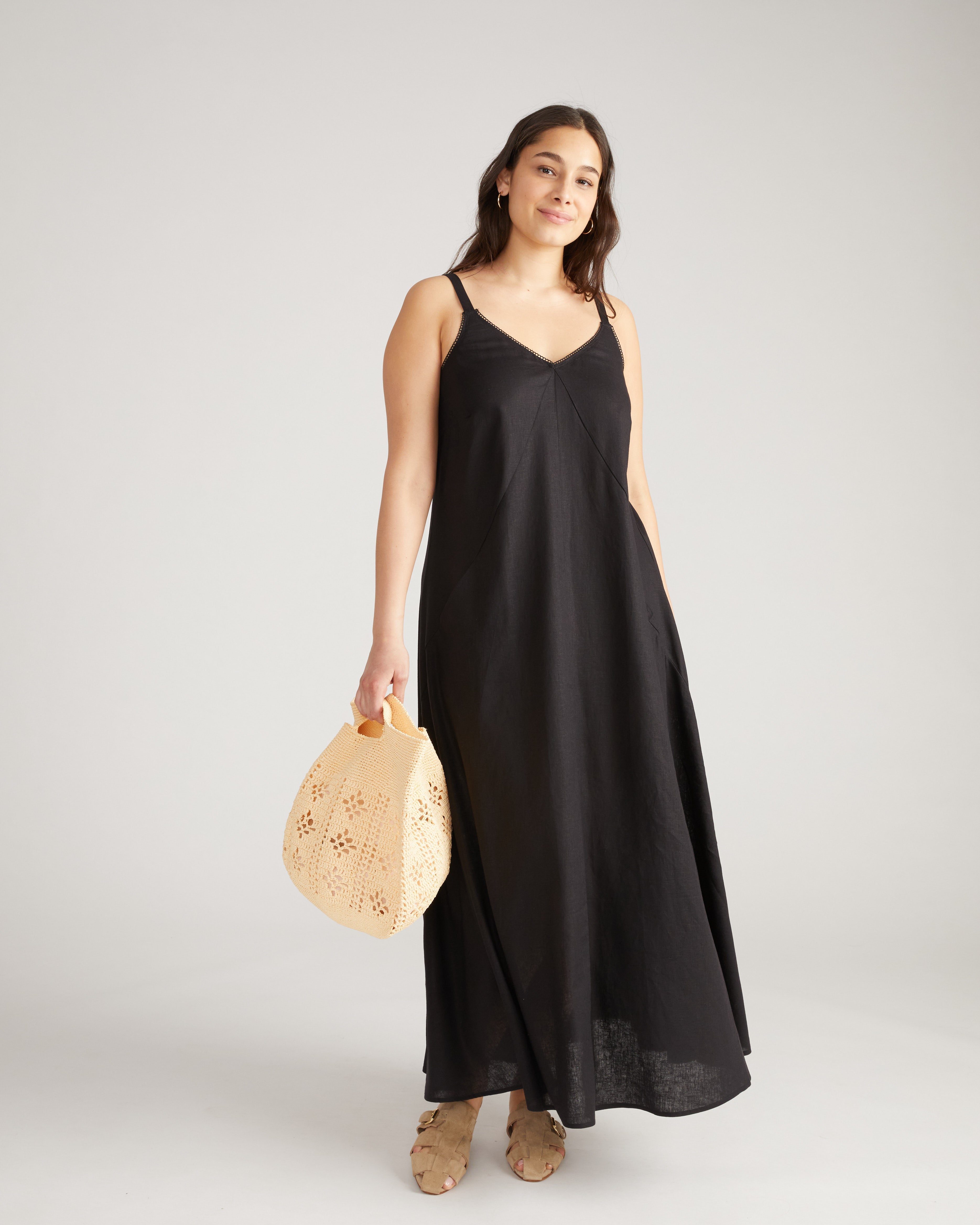 Kite Linen Blend Dress - Black